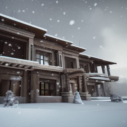 Miami Mansion Blizzard in Detailed Matte Painting