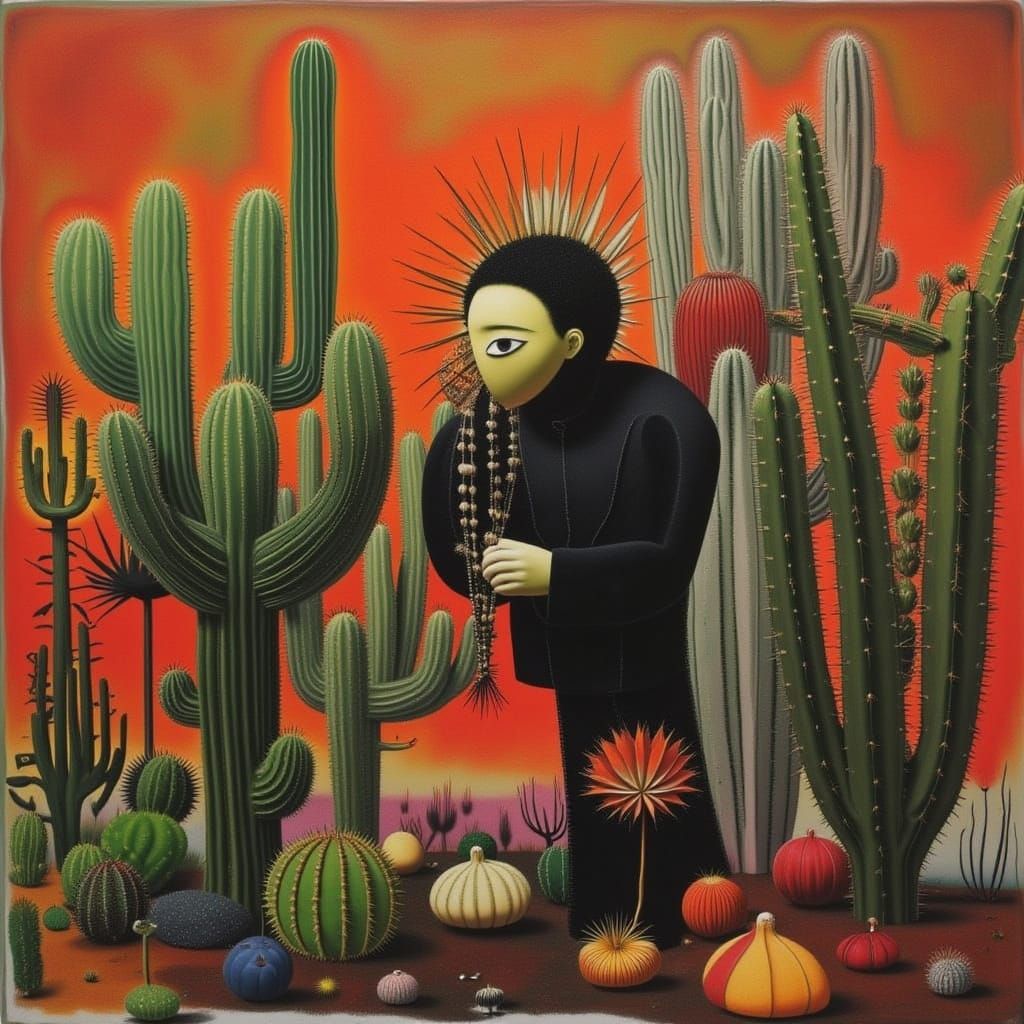 Retro Fusion Cactus People Art