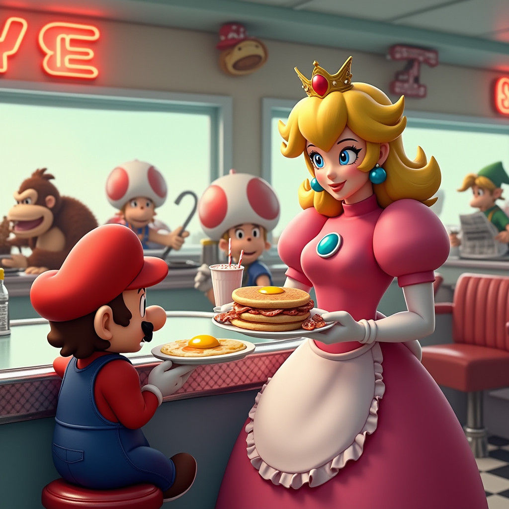 Princess Peach's Retro Diner with Nintendo Crew