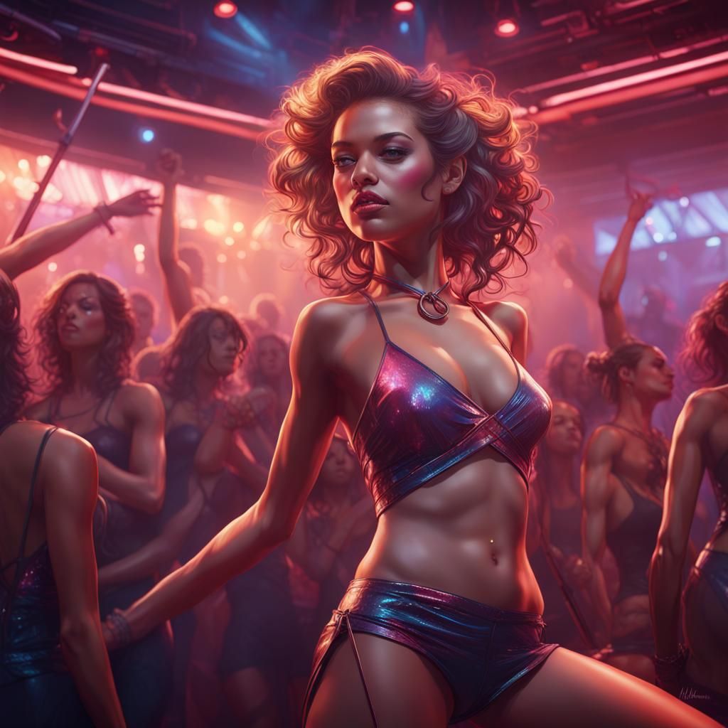 Nightclub Pole Dancer Concept Art in 8K
