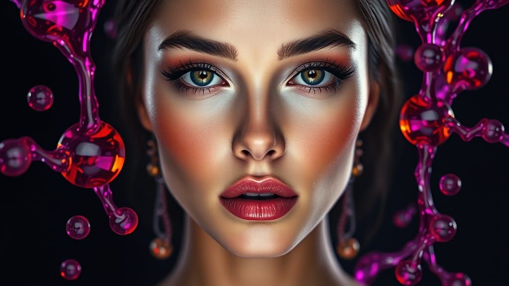 Extreme Hyper-Realistic Portrait in Vibrant Colors and Gloss...