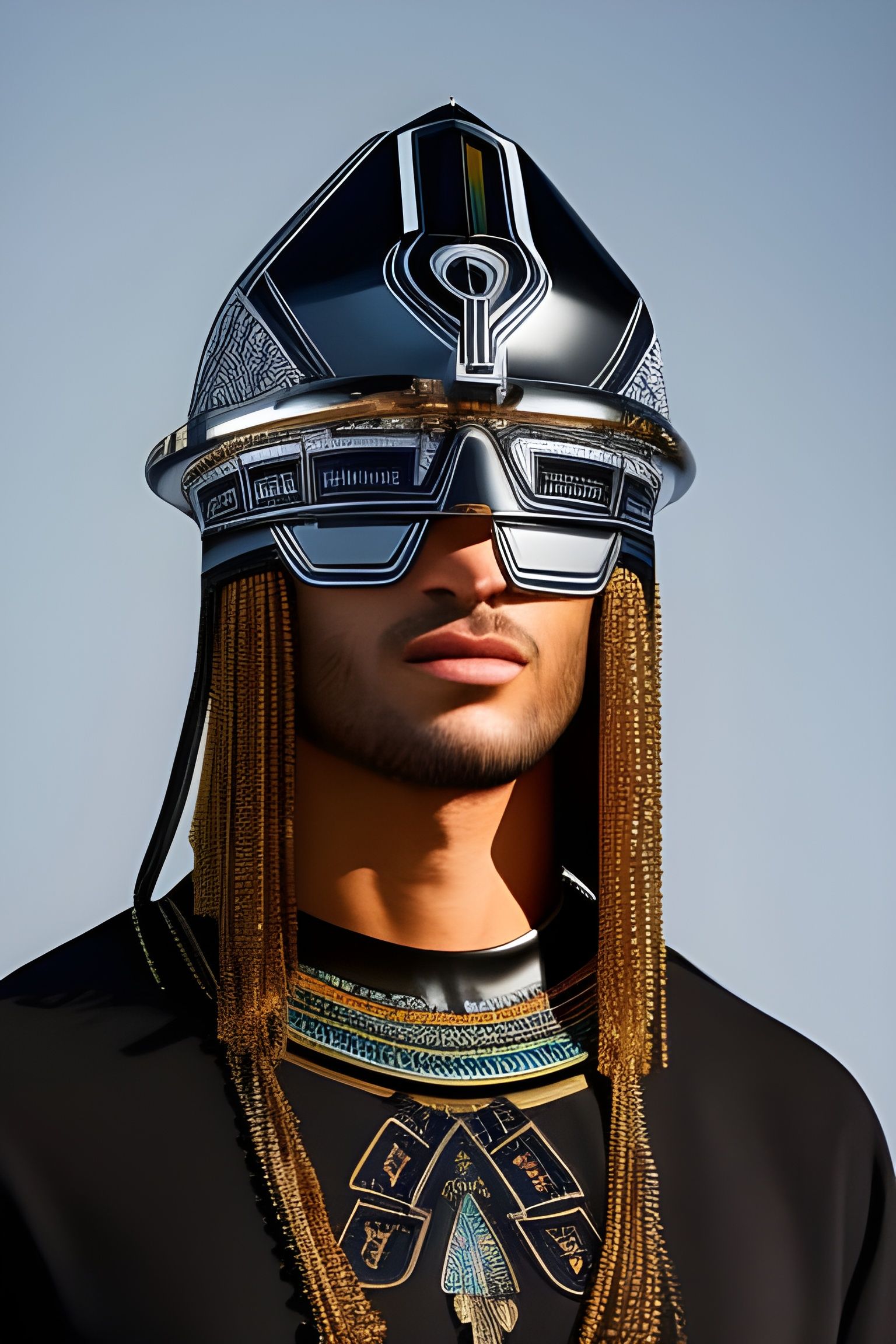Aztec Scuba Diver Portrait in Metallic Filigree