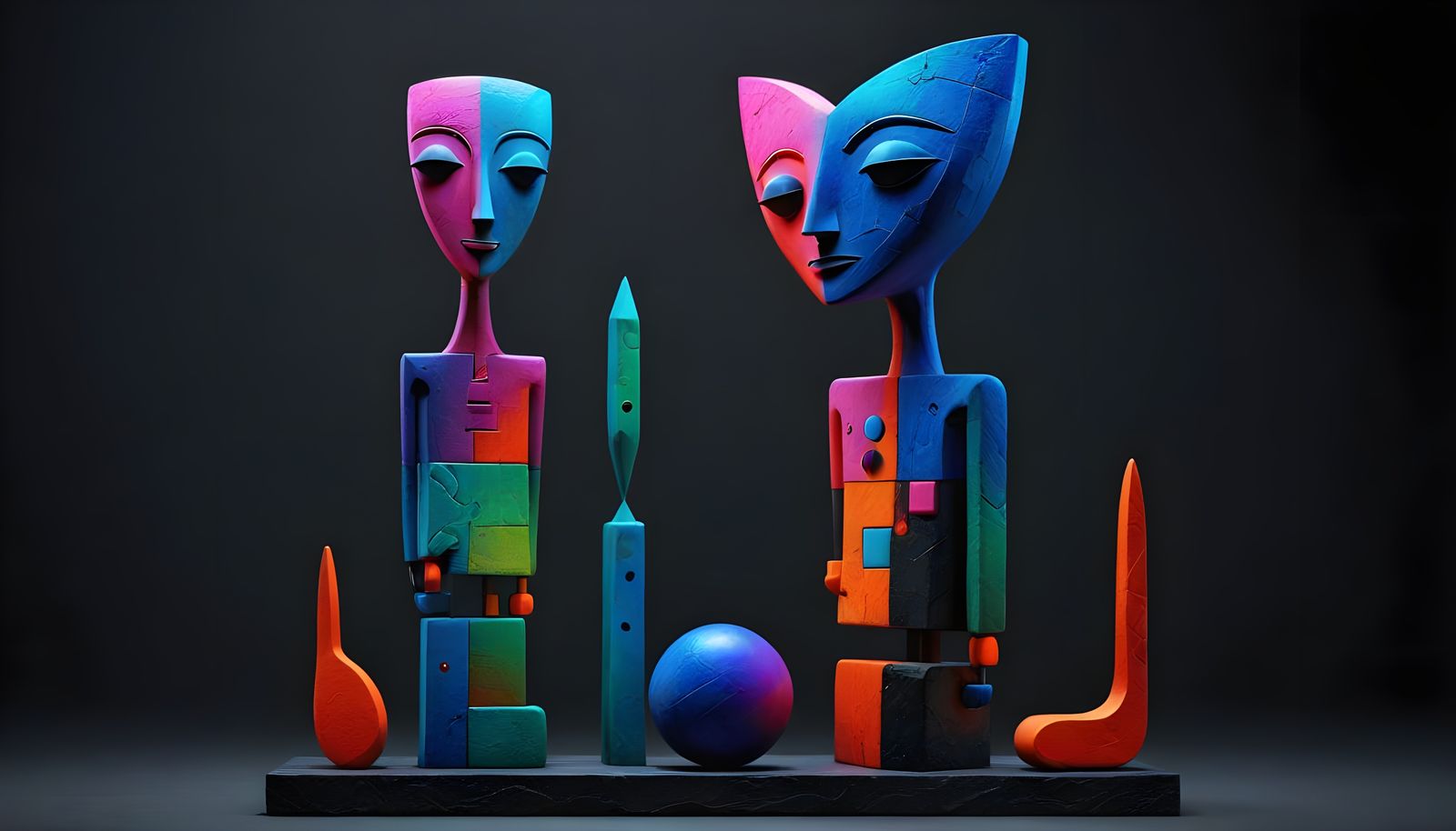 Vibrant Semi-Figurative Sculptures in Electric Gradient Hues