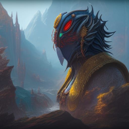 Fantastical Profile Picture in Detailed Matte Painting Style