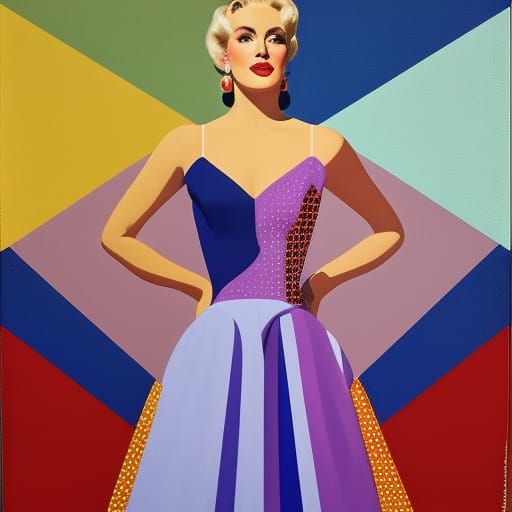 1950s Blonde Woman on Stage in Pop Art Style