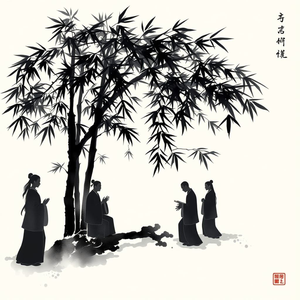 Ethereal Scholars in Bamboo Grove