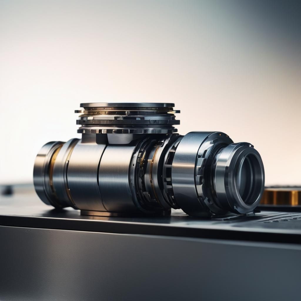 Sleek Metallic Machinery Parts in Laboratory Setting