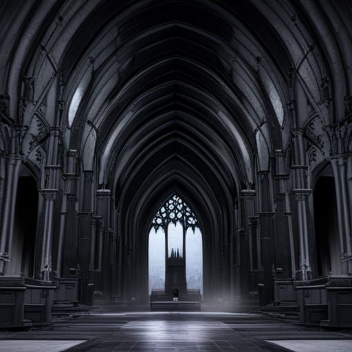 Raven in Gothic Church: Dark Fantasy Art