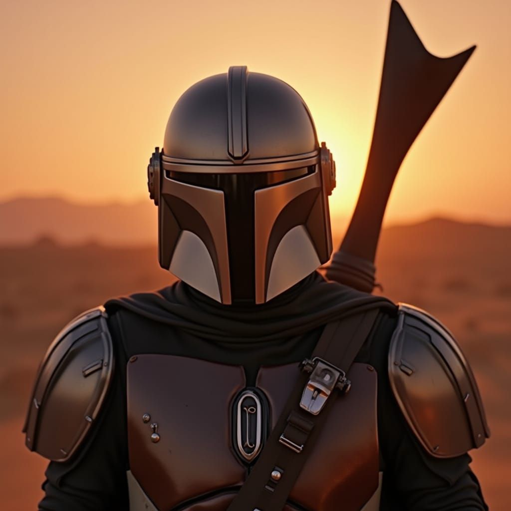 The Mandalorian in Sunset Splendor on Alien World