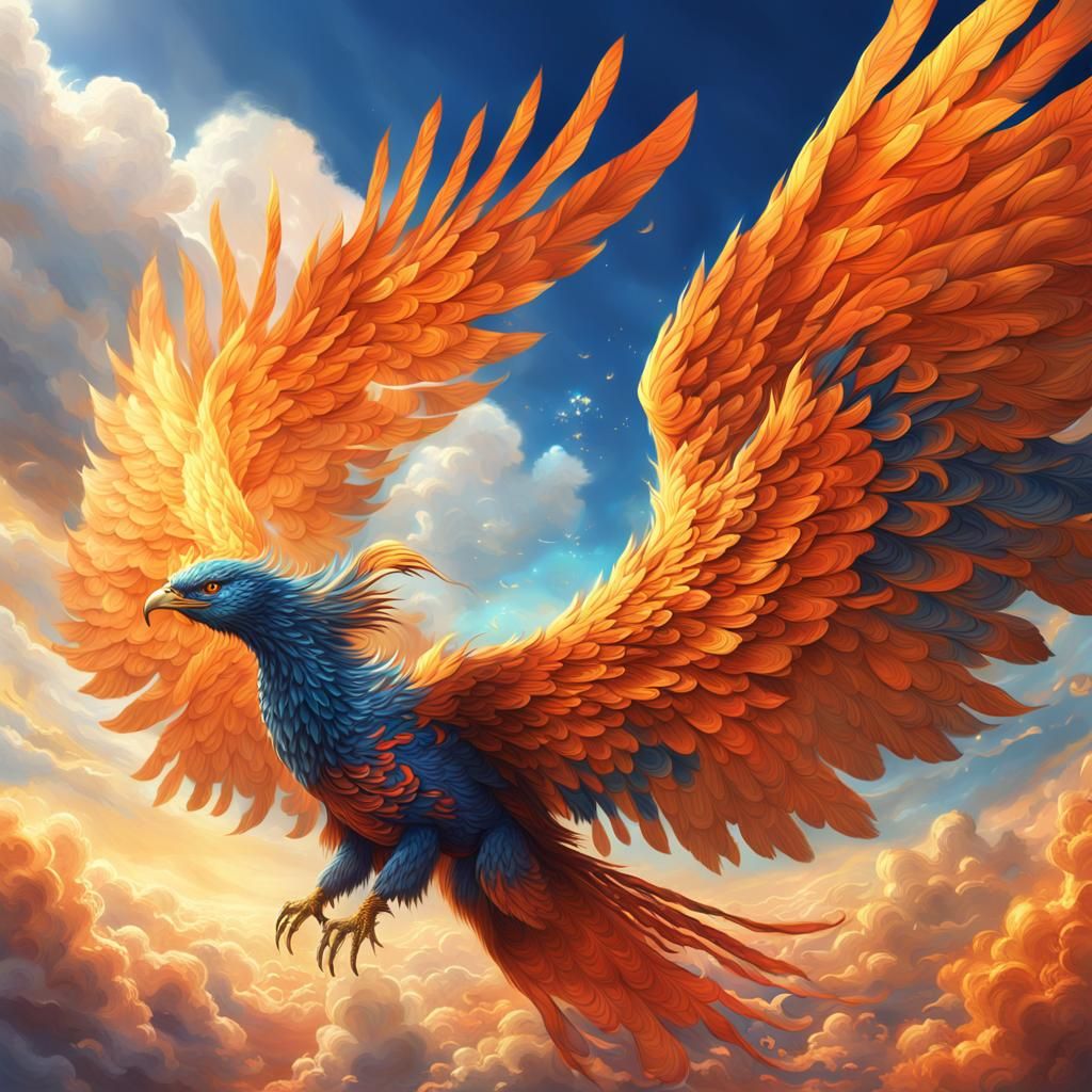 Phoenix Soaring Through Clouds: Fantasy Concept Art