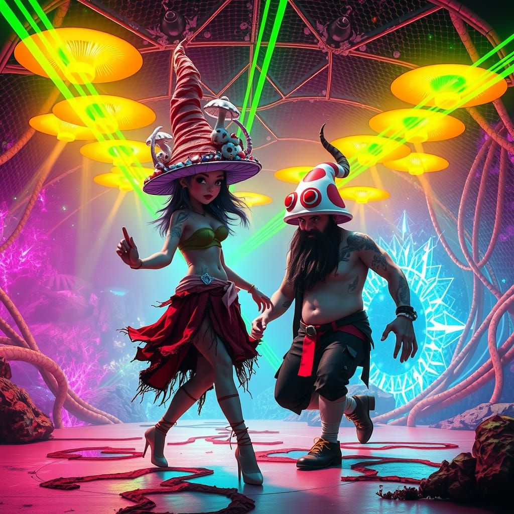 Cyberpunk Gnome Rave Under Earth