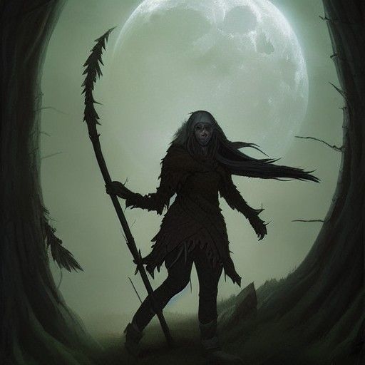 Sinister Elf Druid in Forest Illustration