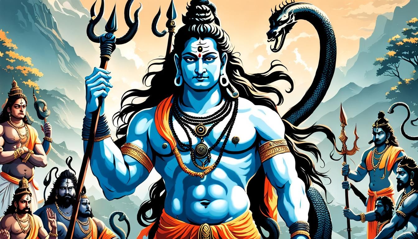Wrathful Lord Shiva with Trident and Snake