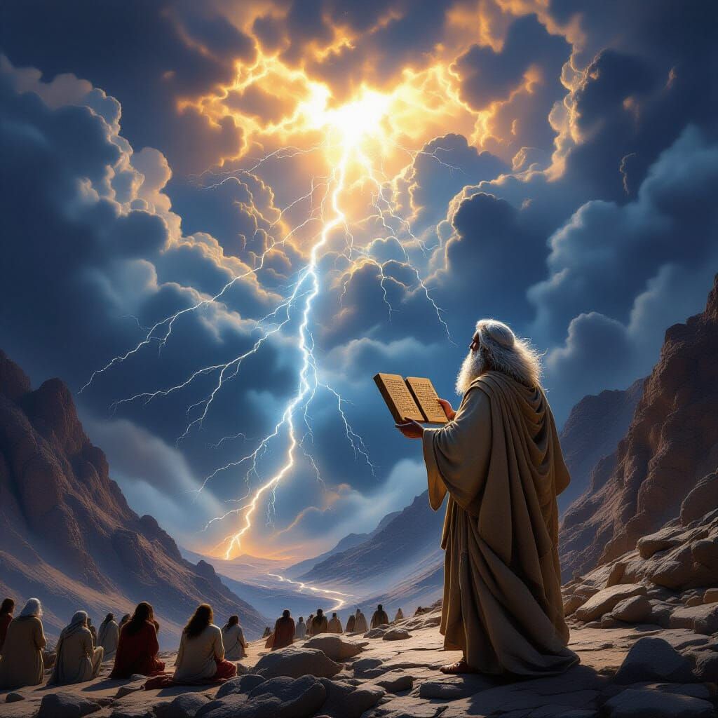Moses Receives Ten Commandments on Mount Sinai