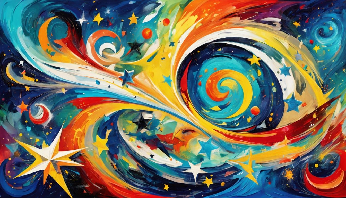 Abstract Oil Paint Oceans in Cosmic Maelstroms