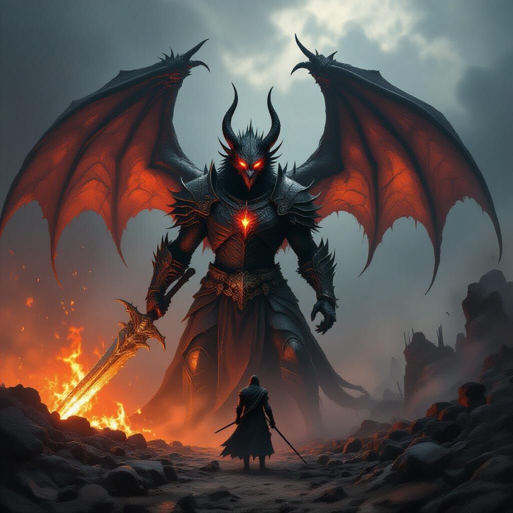 Obsidian Dragon Confrontation in Dark Souls Style