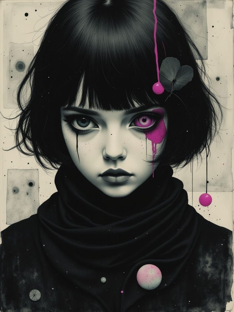 Ethereal Gothic Goddess in a Dreamlike Darkwave Realm