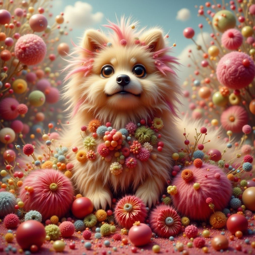Pom Pom Pomeranian with Pomegranate Pompadour