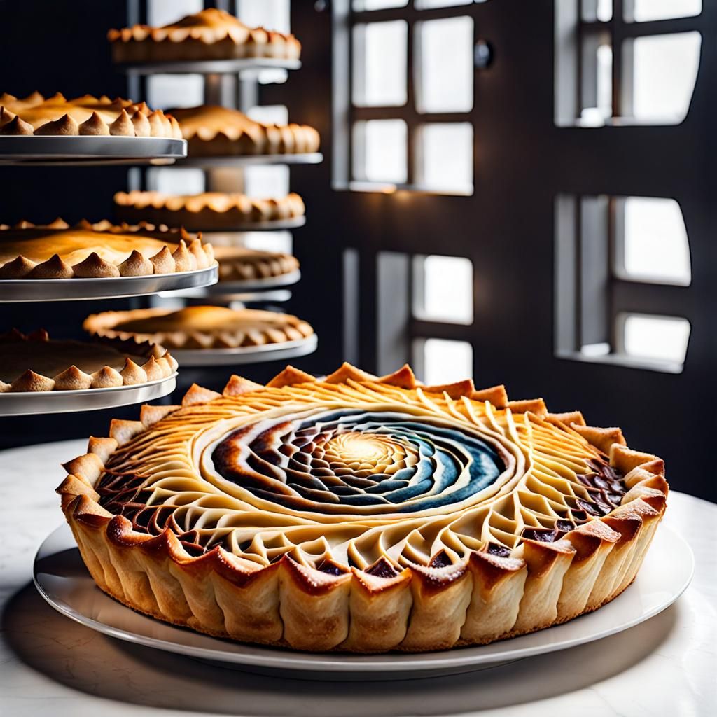 Fractal Fibonacci Pastry Pie: Detailed Food Photography
