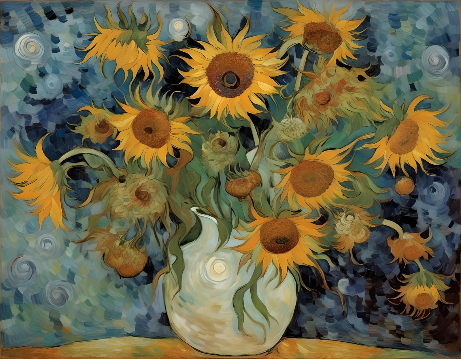 Starry Sunflower Field in Van Gogh Style