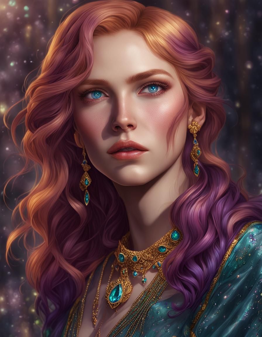 Gothic Woman with Jewels: A Dark Fantasy Portrait