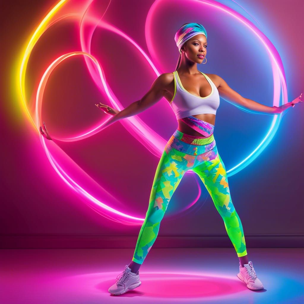 Hyperrealistic Aerobics in Neon with Splash Art