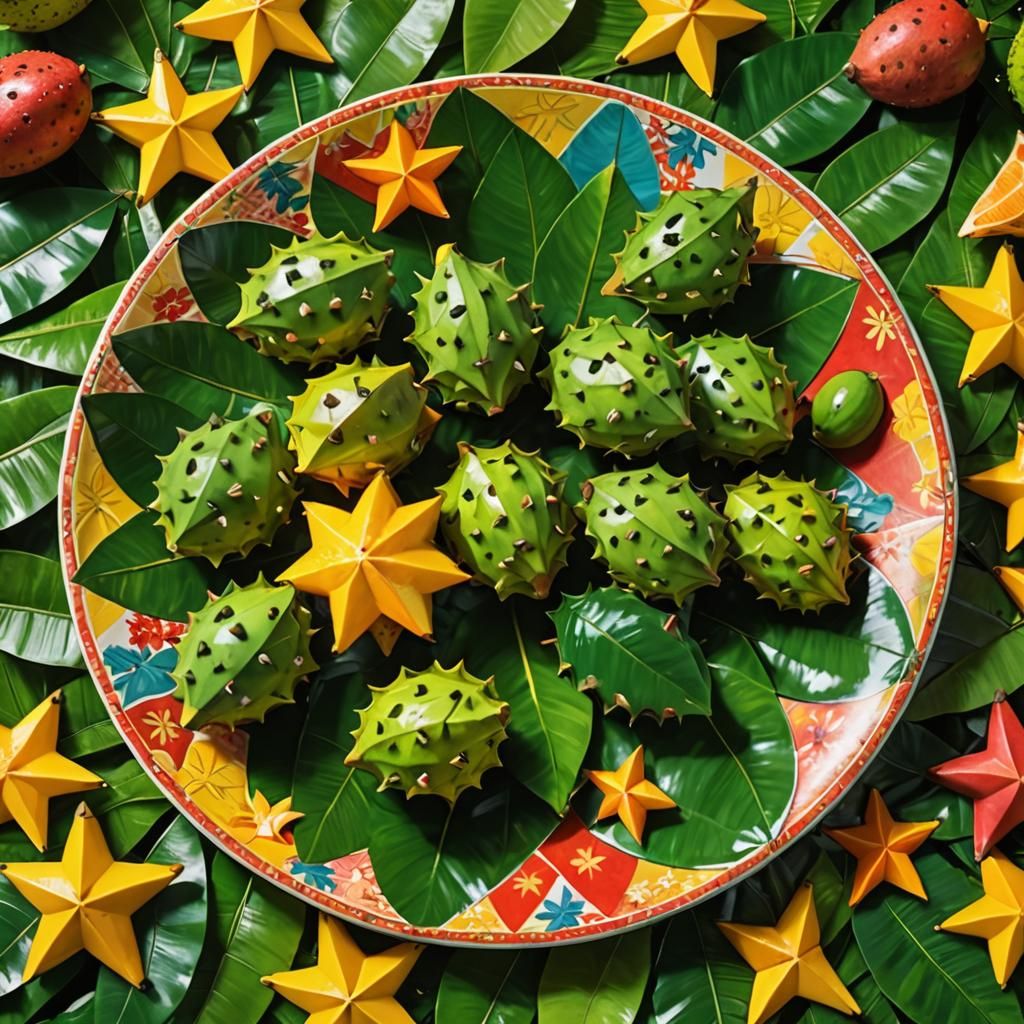 Tropical Fruits in Naive Art Style, 8K