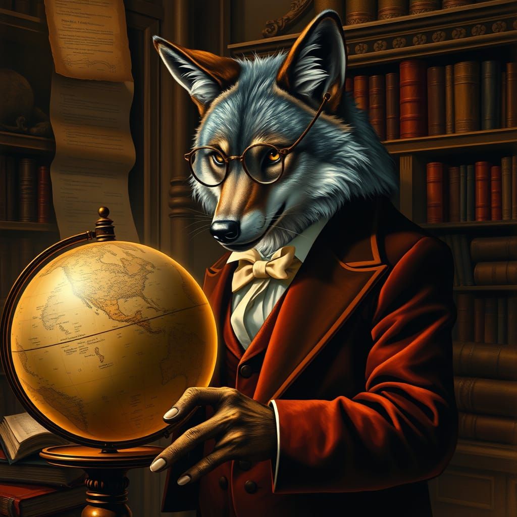 Baroque Wolf Gentleman Examining Constellations