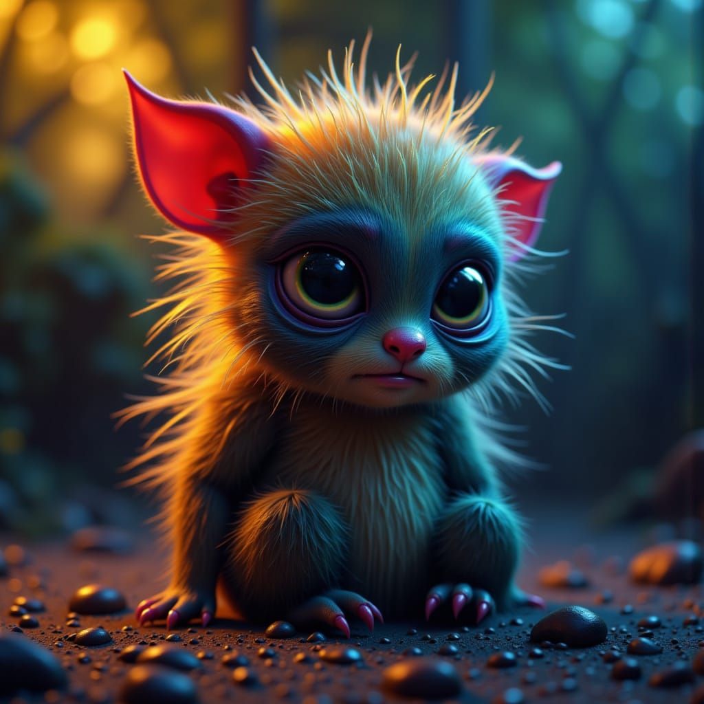 CGI Cartoon: Sulky Hairy Monster in Time Out