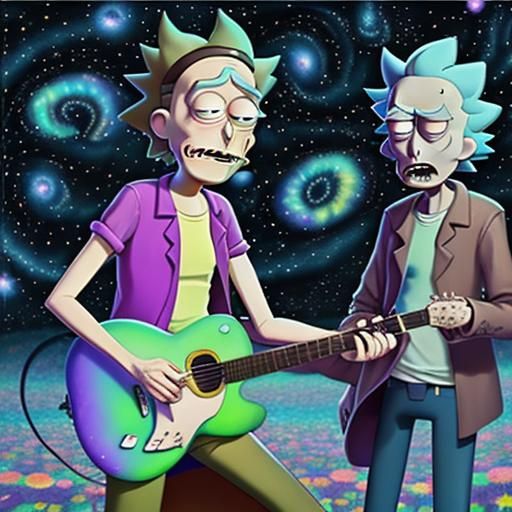 Rick and Morty psychedelic Starry Night Pixar Animation Studios