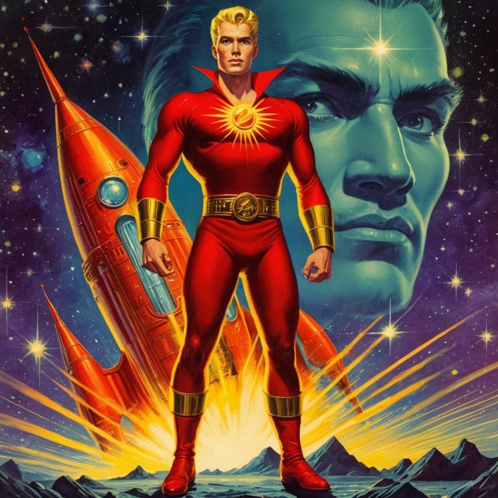 Retro Sci-Fi Pulp Cover: Flash Gordon Adventure