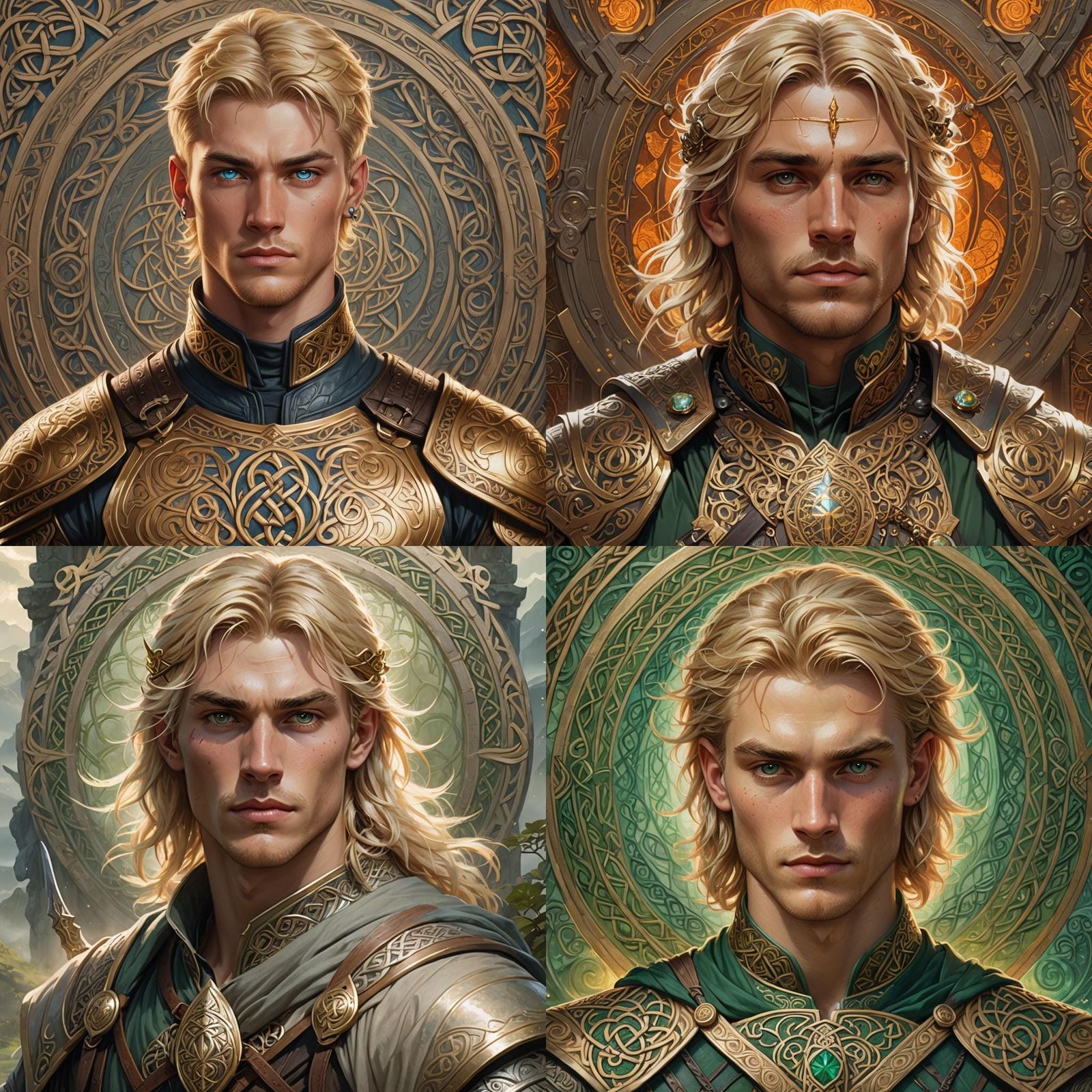 Young Celtic Hero Portrait by Rutkowski, Artgerm, and Mucha