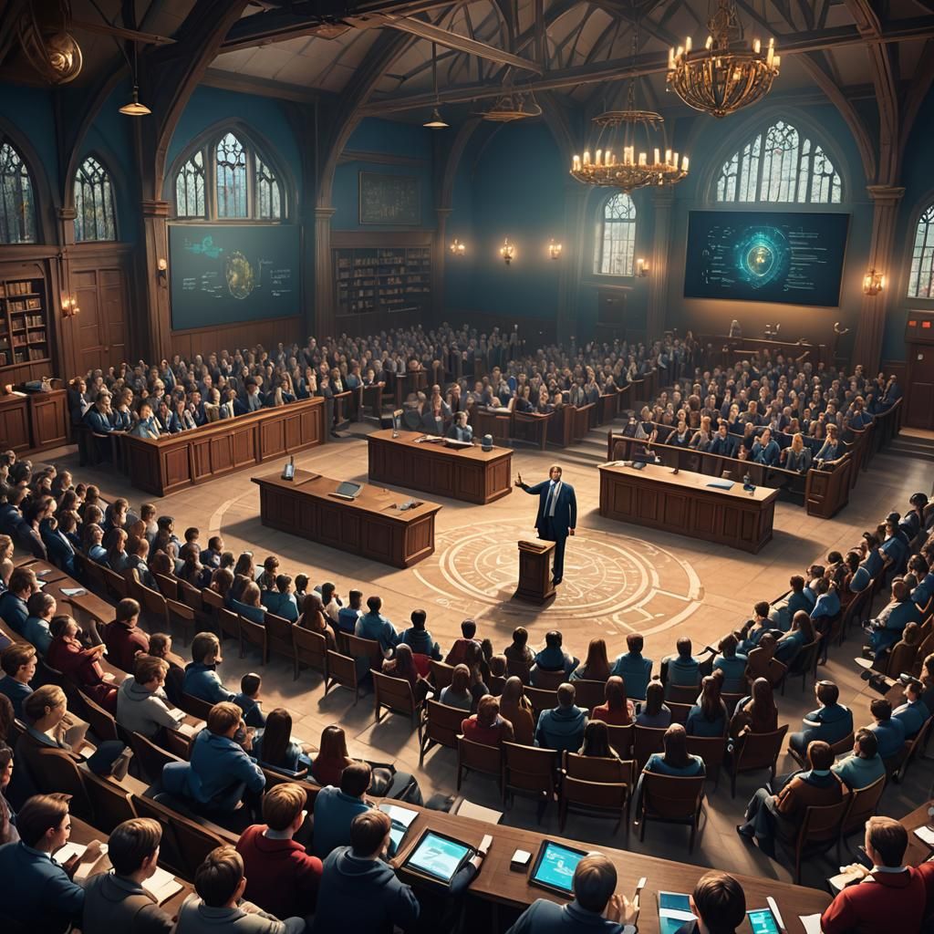 Headmaster Discussing Internet Security in Detailed Matte Pa...