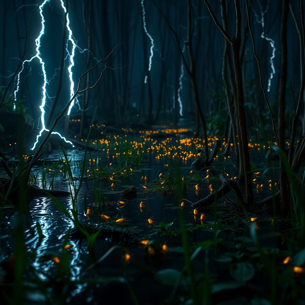 Vibrant Swamp Ecosystem Teeming with Life in Hyperrealistic ...