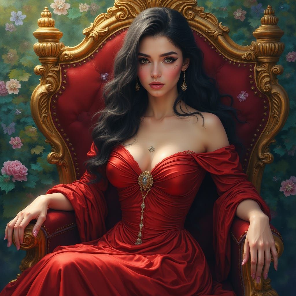 Regal Queen in Baroque-Inspired Portrait