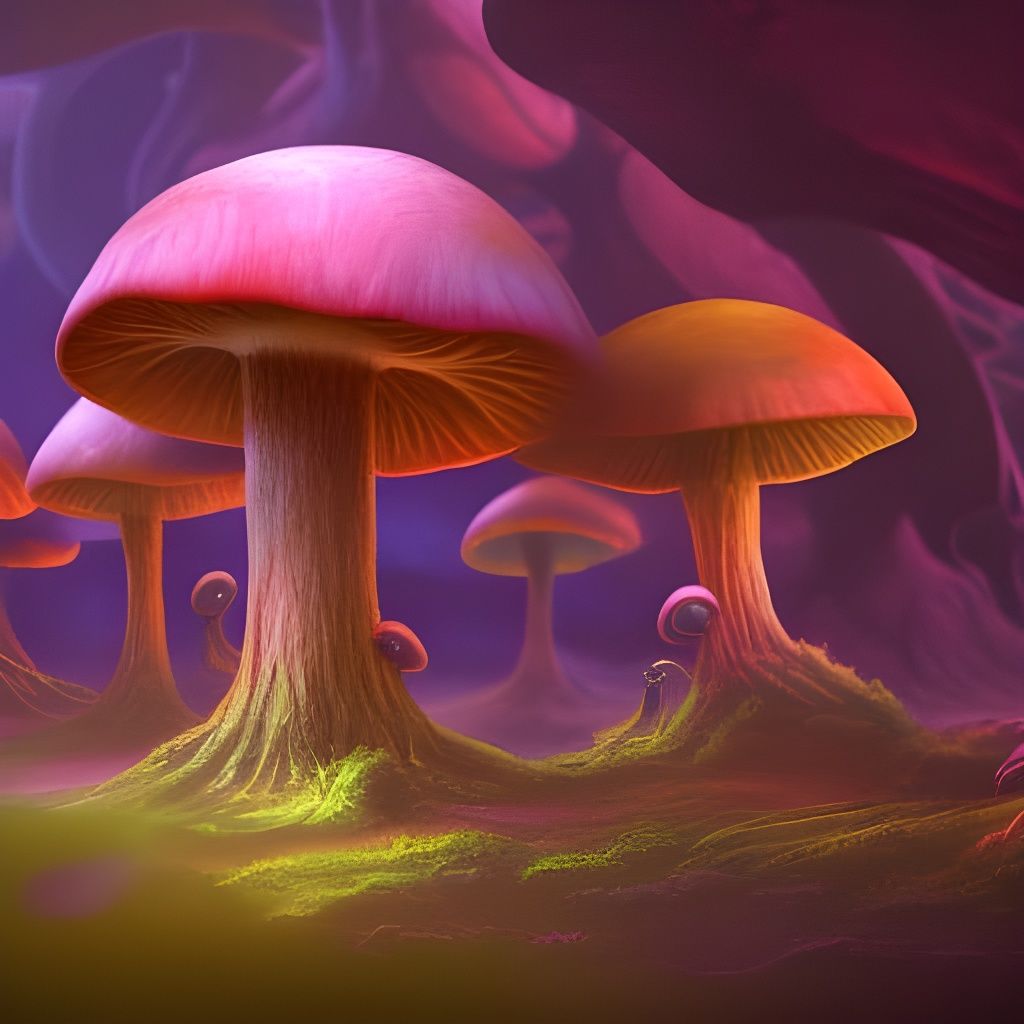 Fantastical Alien Mushroom in Detailed Matte Painting