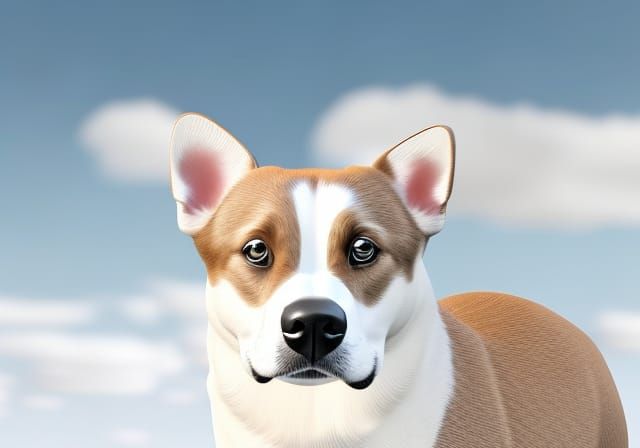 3D Portrait of Dog in Park Setting