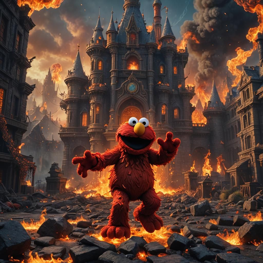 Elmo Breathing Fire: Fantasy Concept Art