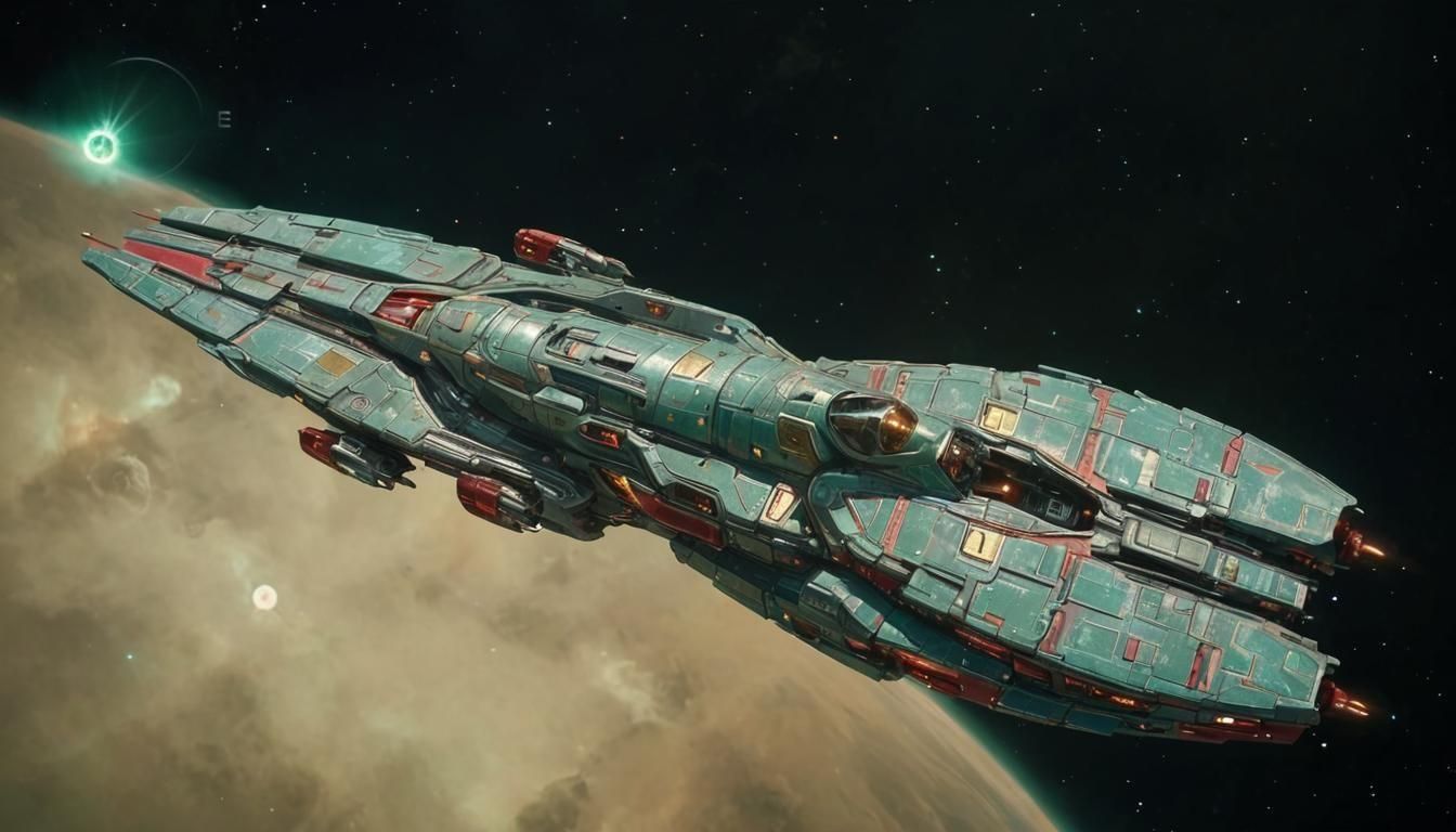 Futuristic Sci-Fi Spaceship with Green Glow