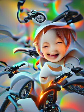 Child on Electric Bike: Colorful Anime Concept Art