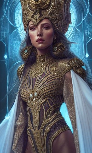 Sci-Fi High Priestess in Hyperdetailed Ceremonial Robes