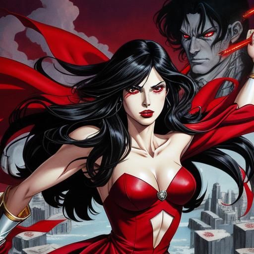 Vampire Donna Troy in Anime Manga Style