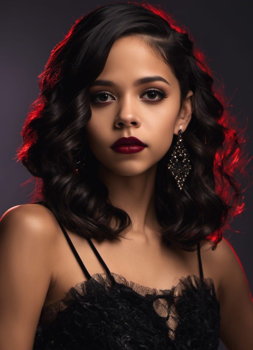 Hyperrealistic Portrait of a Woman in Black Dress