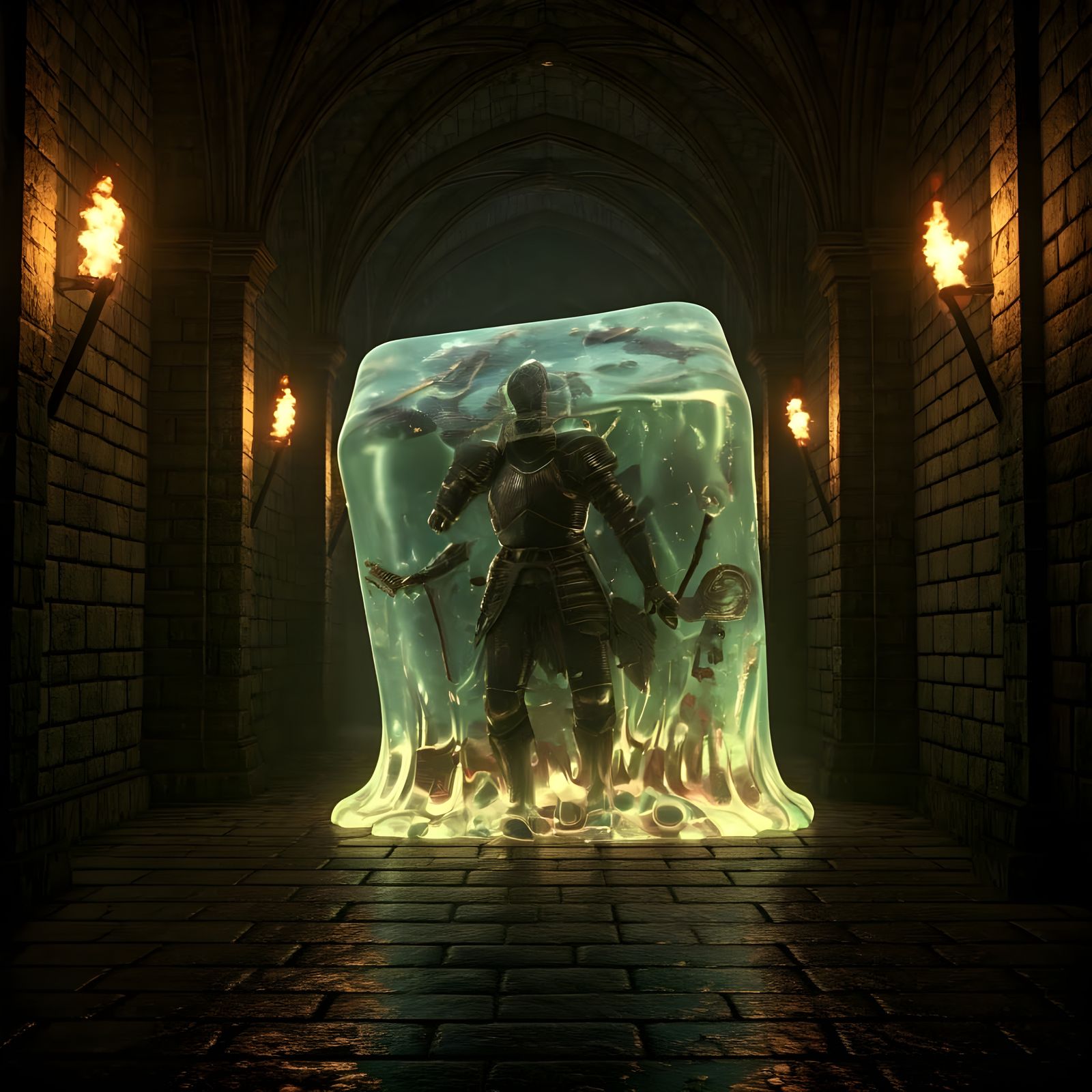 Medieval Dungeon Horror: Gelatinous Cube Terror