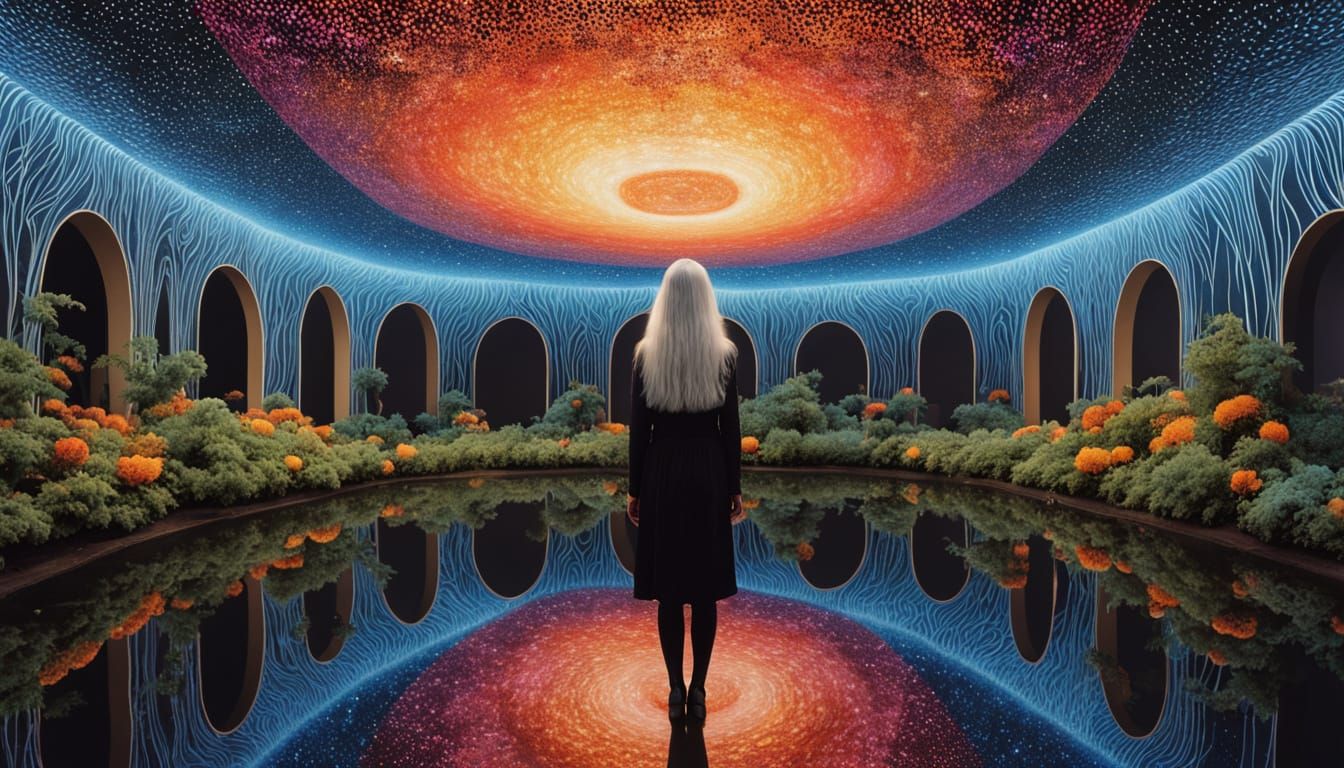 Surreal Goddess in Cosmic Infinity Room