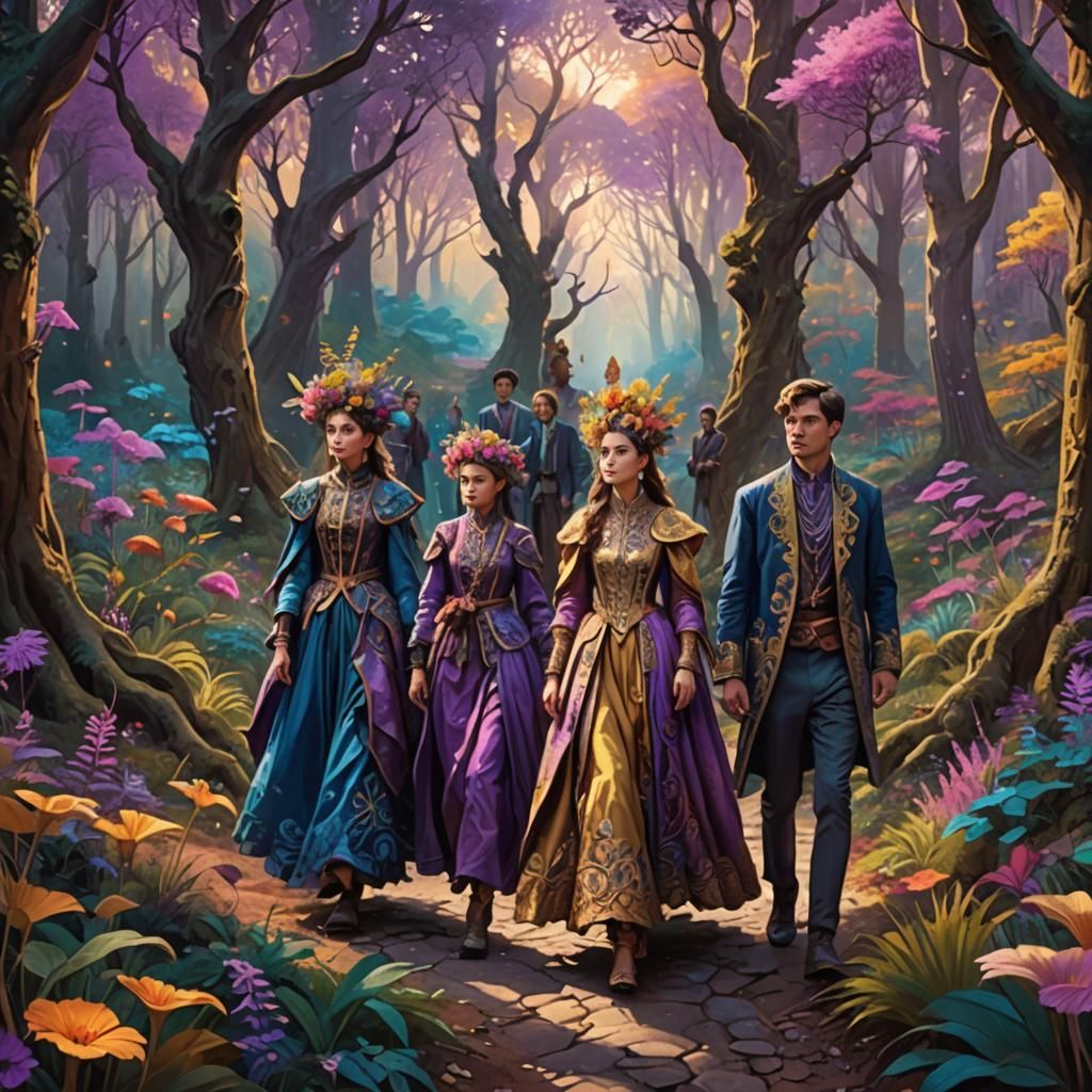 Whimsical Forest Walk in Fantasy Concept Art