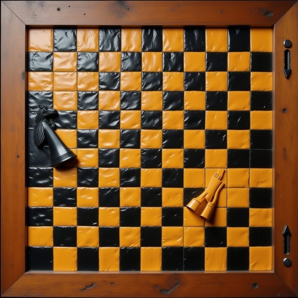 Victorious Alice Emerges from Chessboard in Hyperreal Style