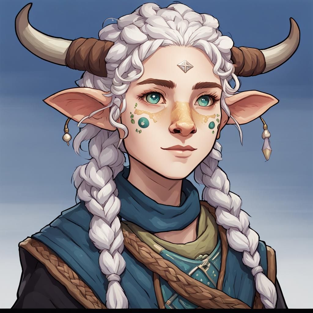 Anime Firbolg Priestess with Bovine Features