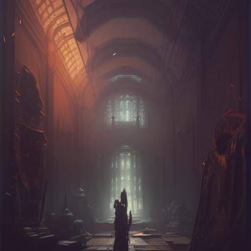 Dark Academia Concept Art in Deep Color