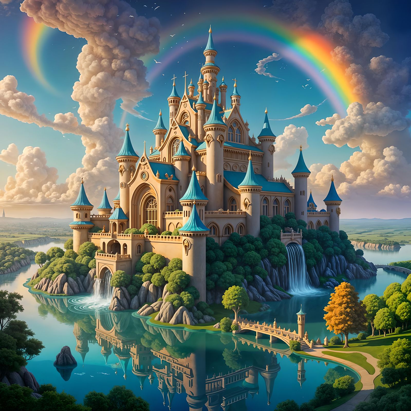Ethereal Rainbow Sky Palace in Dreamscape